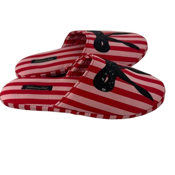 Victorias Secret Slippers Satin Bow Sequin Red Pink Size M 7-8 House Shoes Glam - Picture 5 of 9